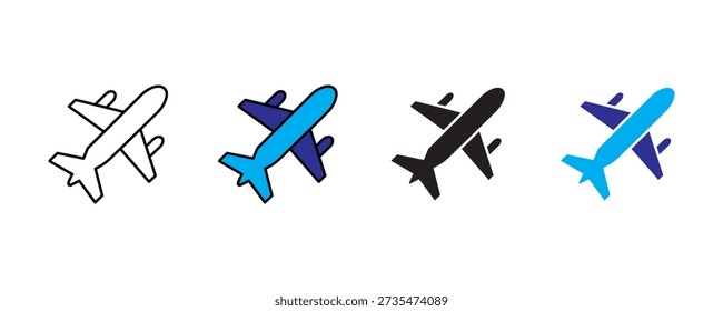 Airplane flight icon vector. Aviation travel and commercial airline transportation symbol. Vector illustration.