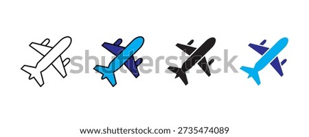 Airplane flight icon vector. Aviation travel and commercial airline transportation symbol. Vector illustration.