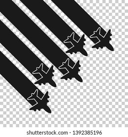 Airplane flight infographic icon in transparent style. Plane travel banner vector illustration on isolated background. Airline business concept.