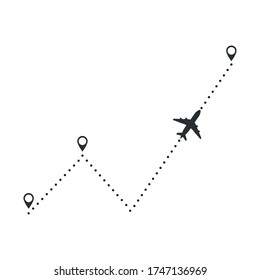Vector de ruta de línea de vuelo del avión con diseño de ilustración de punto de inicio 