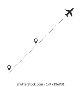 Vector de ruta de línea de vuelo del avión con diseño de ilustración de punto de inicio 