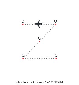 Vector de ruta de línea de vuelo del avión con diseño de ilustración de punto de inicio 