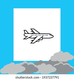 airplane in flight logo icon illustration