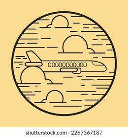 airplane flight logo icon in the sky