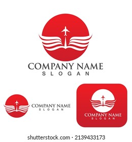Airplane flight logo  icon Template vector illustration design