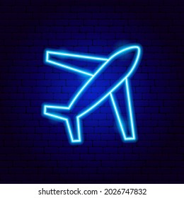 Airplane Flight Neon Sign. Vektorgrafik der Werbeaktion.