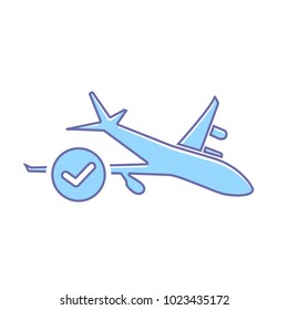 Airplane flight ok plane transport travel icon. Vector illustration