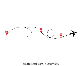 Airplane flight on a white background