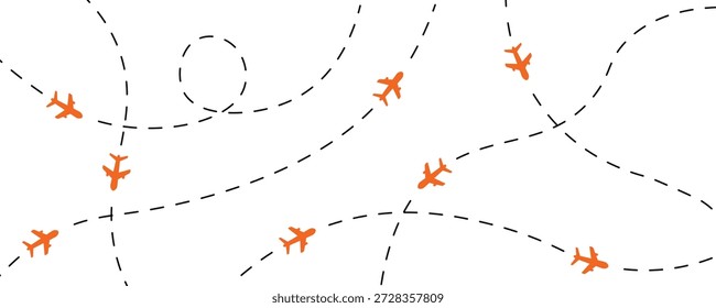 Ícone de Trajetória de Voo do Avião com Linha de Rota Pontilhada