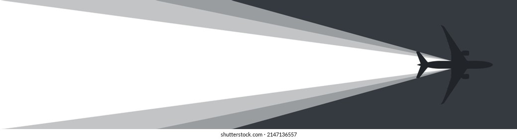 Airplane With A Flight Path. An Airplane Leaving A Beam Of Light Behind. Vector Image