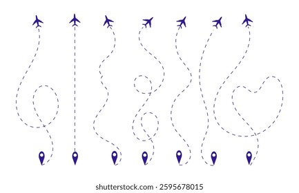 Airplane Flight Paths, the flight path of the aircraft, plane routes dotted paths