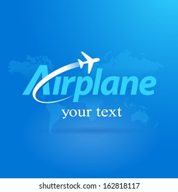 airplane flight plane symbol fly emblem blue background takeoff