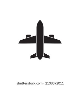 Avión, icono de transporte de avión en glifo plano negro, estilo relleno aislado en fondo blanco