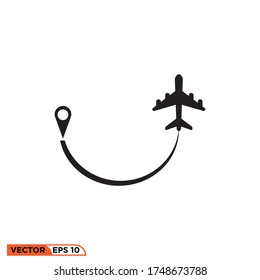 Airplane flight route icon design vector illustration 