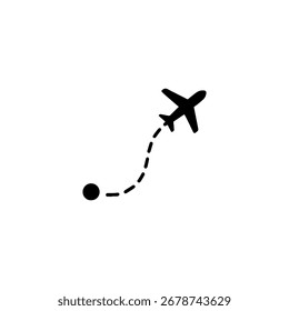 Airplane flight route icon flat vector design.