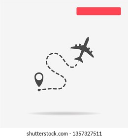 Airplane flight route icon. Vector concept illustration for design.