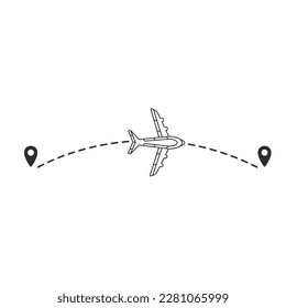 airplane flight route icon vector element design template web