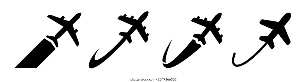 Conjunto de voo do avião. Ícones de plano
