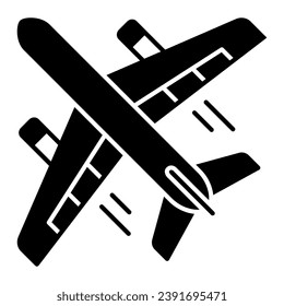 Airplane flight solid icon, airlines concept, plane in flight vector sign on white background, airplain flying glyph style for mobile concept and web design. Vector graphics