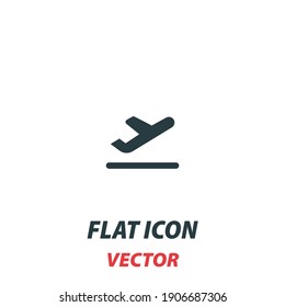 airplane flight takeoff icon in a flat style. Vector illustration pictogram on white background. Isolated symbol suitable for mobile concept, web apps, infographics, interface and apps design.