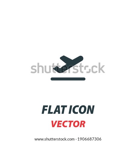 airplane flight takeoff icon in a flat style. Vector illustration pictogram on white background. Isolated symbol suitable for mobile concept, web apps, infographics, interface and apps design.