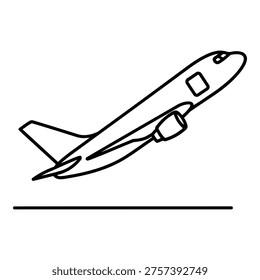 Airplane in flight taking off high