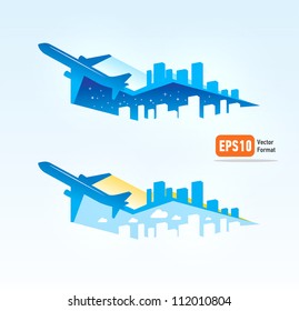 airplane flight tickets air fly cloud sky blue travel blank city vector