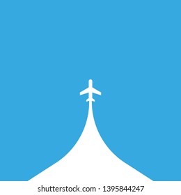 Airplane flight tickets air fly cloud sky blue. Vector icon flat design
