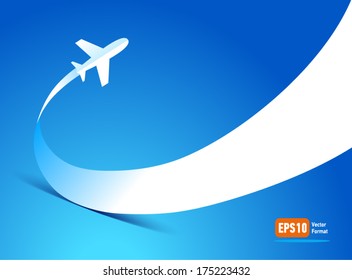 airplane flight tickets air fly travel takeoff silhouette element blue background 