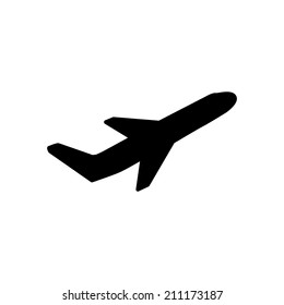 Airplane flight tickets air fly travel takeoff silhouette element. Plane symbol. Travel icon. Flat design. EPS 10.