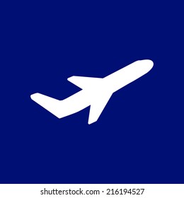 Airplane flight tickets air fly travel takeoff silhouette element. Plane symbol. Travel icon. Flat design. EPS 10.