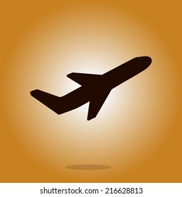 Airplane flight tickets air fly travel takeoff silhouette element. Plane symbol. Travel icon. Flat design. EPS 10.