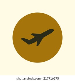 Airplane flight tickets air fly travel takeoff silhouette element. Plane symbol. Travel icon. Flat design. EPS 10.