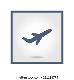 Airplane flight tickets air fly travel takeoff silhouette element. Plane symbol. Travel icon. Flat design. EPS 10.