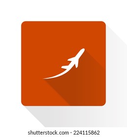 Airplane flight tickets air fly travel takeoff silhouette element. Plane symbol. Travel icon. Flat design. EPS 10.