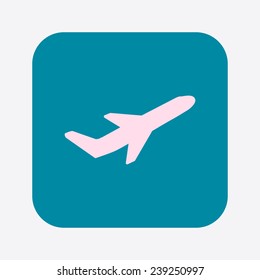 Airplane flight tickets air fly travel takeoff silhouette element. Plane symbol. Travel icon. Flat design. EPS 10.