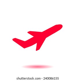 Airplane flight tickets air fly travel takeoff silhouette element. Plane symbol. Travel icon. Flat design. EPS 10.