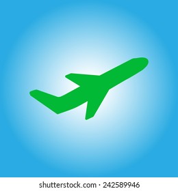 Airplane flight tickets air fly travel takeoff silhouette element. Plane symbol. Travel icon. Flat design. EPS 10.