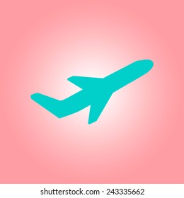 Airplane flight tickets air fly travel takeoff silhouette element. Plane symbol. Travel icon. Flat design. EPS 10.