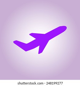Airplane flight tickets air fly travel takeoff silhouette element. Plane symbol. Travel icon. Flat design. EPS 10.