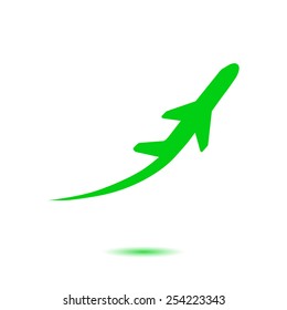 Airplane flight tickets air fly travel takeoff silhouette element. Plane symbol. Travel icon. Flat design. EPS 10.