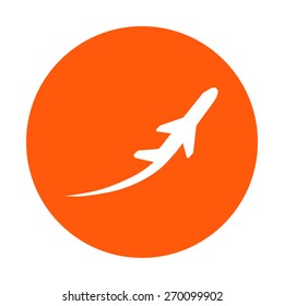 Airplane flight tickets air fly travel takeoff silhouette element. Plane symbol. Travel icon. Flat design. EPS 10.