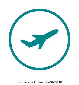 Airplane flight tickets air fly travel takeoff silhouette element. Plane symbol. Travel icon. Flat design. EPS 10.