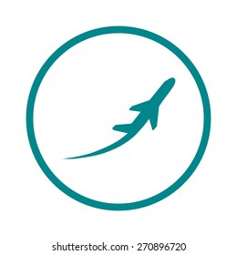 Airplane flight tickets air fly travel takeoff silhouette element. Plane symbol. Travel icon. Flat design. EPS 10.