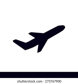 Airplane flight tickets air fly travel takeoff silhouette element. Plane symbol. Travel icon. Flat design. EPS 10.