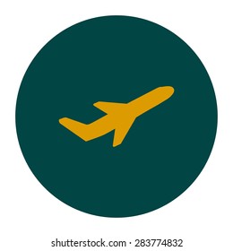 Airplane flight tickets air fly travel takeoff silhouette element. Plane symbol. Travel icon. Flat design. EPS 10.
