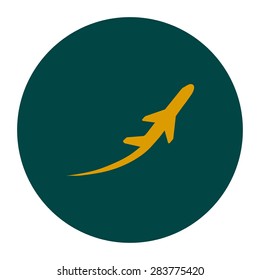 Airplane flight tickets air fly travel takeoff silhouette element. Plane symbol. Travel icon. Flat design. EPS 10.