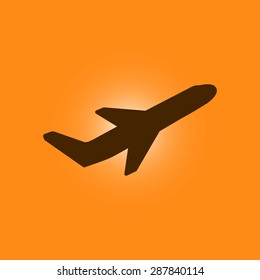 Airplane flight tickets air fly travel takeoff silhouette element. Plane symbol. Travel icon. Flat design. EPS 10.