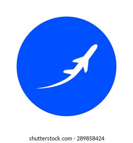 Airplane flight tickets air fly travel takeoff silhouette element. Plane symbol. Travel icon. Flat design. EPS 10.
