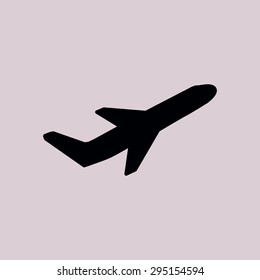 Airplane flight tickets air fly travel takeoff silhouette element. Plane symbol. Travel icon. Flat design. EPS 10.